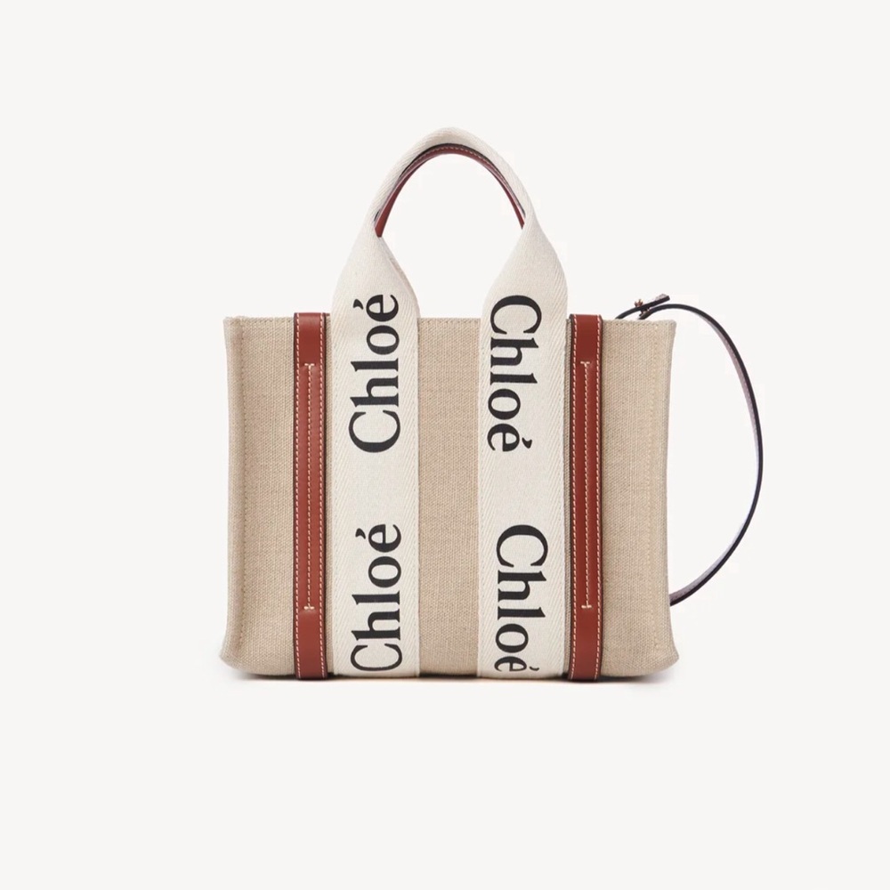Chloé Woody Tote Bag in Linen Small